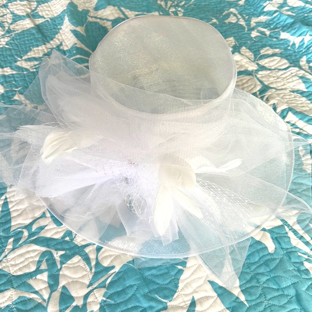 Ladies Kentucky Derby Hat Wide Brim White